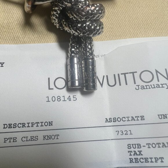 Authentic Louis Vuitton Vintage Silver Tone Knot Bag Charm Key Holder - Picture 7 of 16